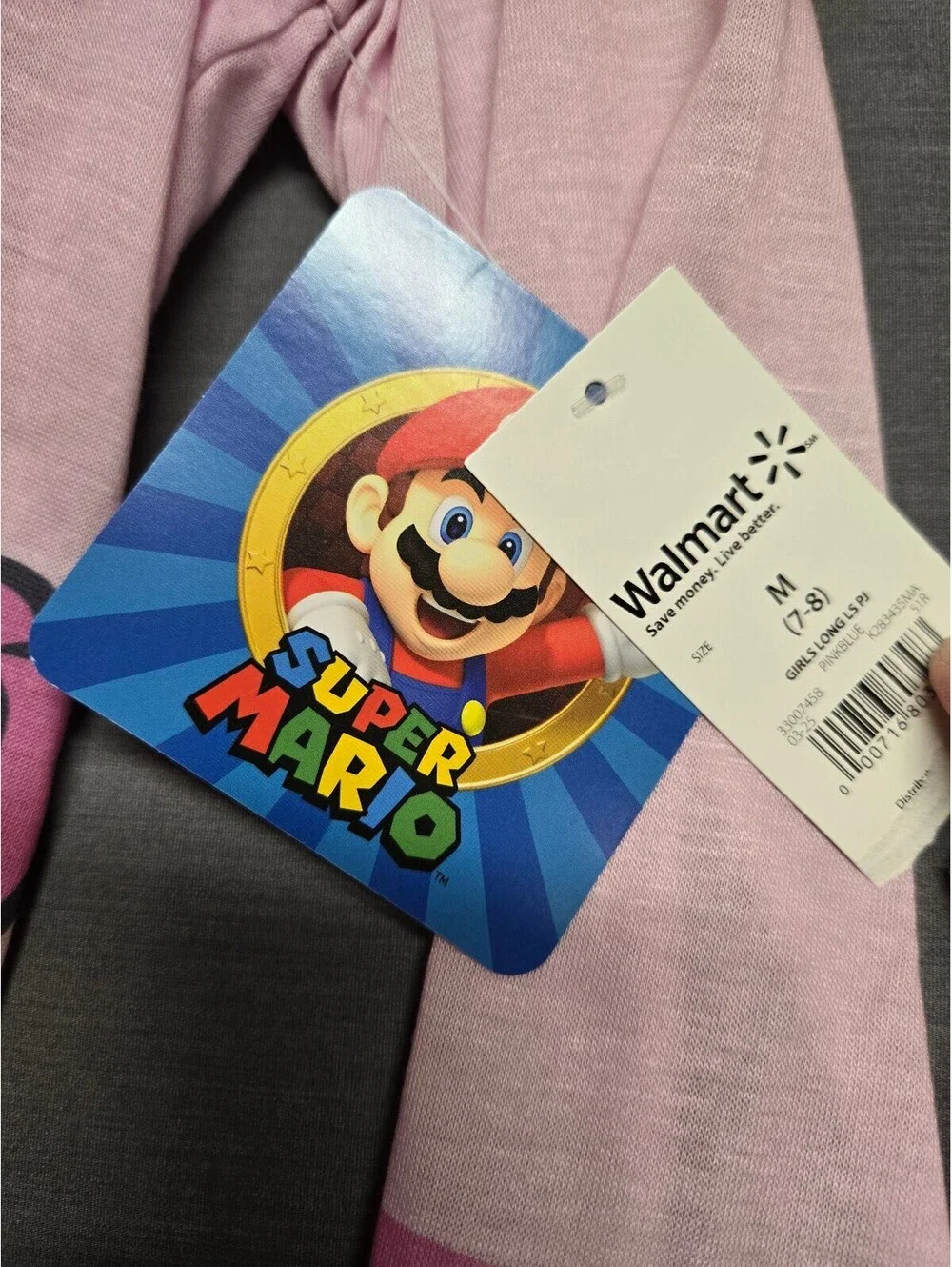 Super Mario Princess Peach Girls Pajama Set Size M 7-8
